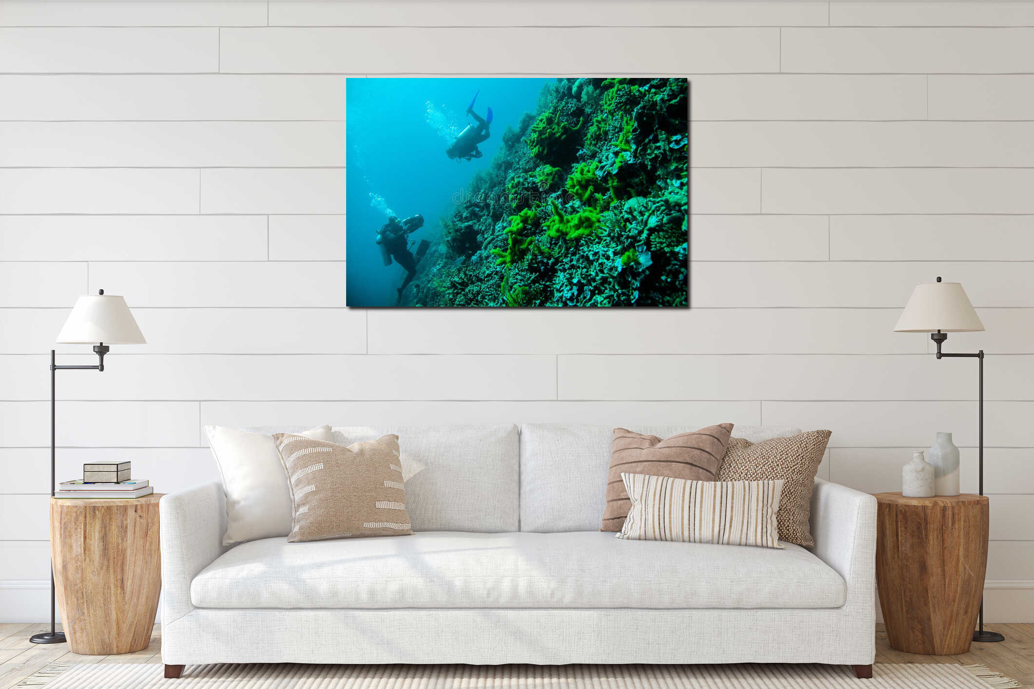 Canvas hanging interior mockup
