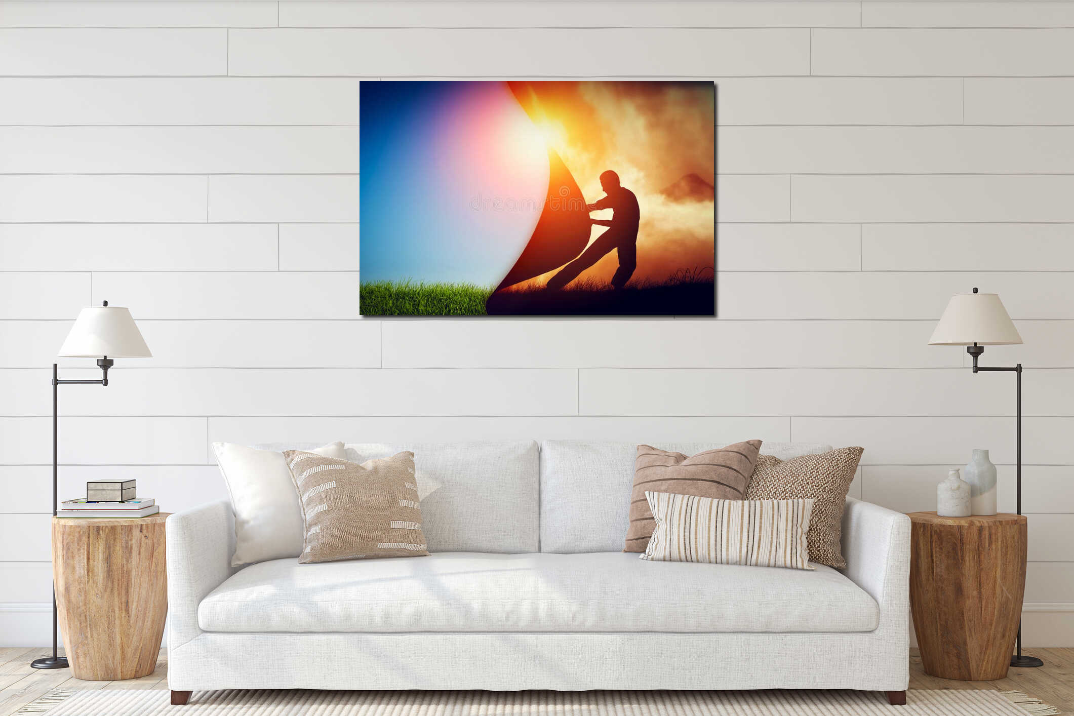 Canvas hanging interior mockup