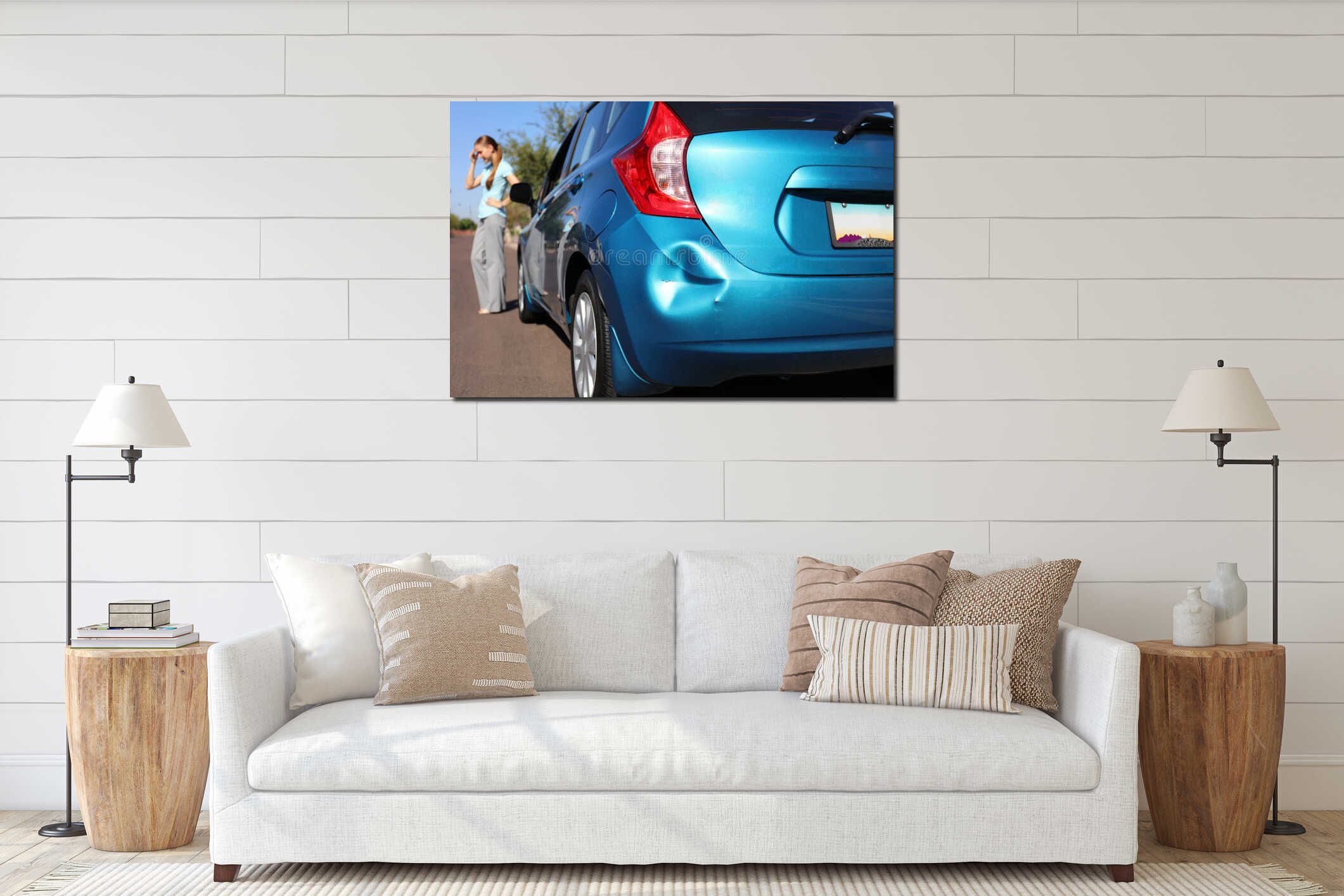 Canvas hanging interior mockup