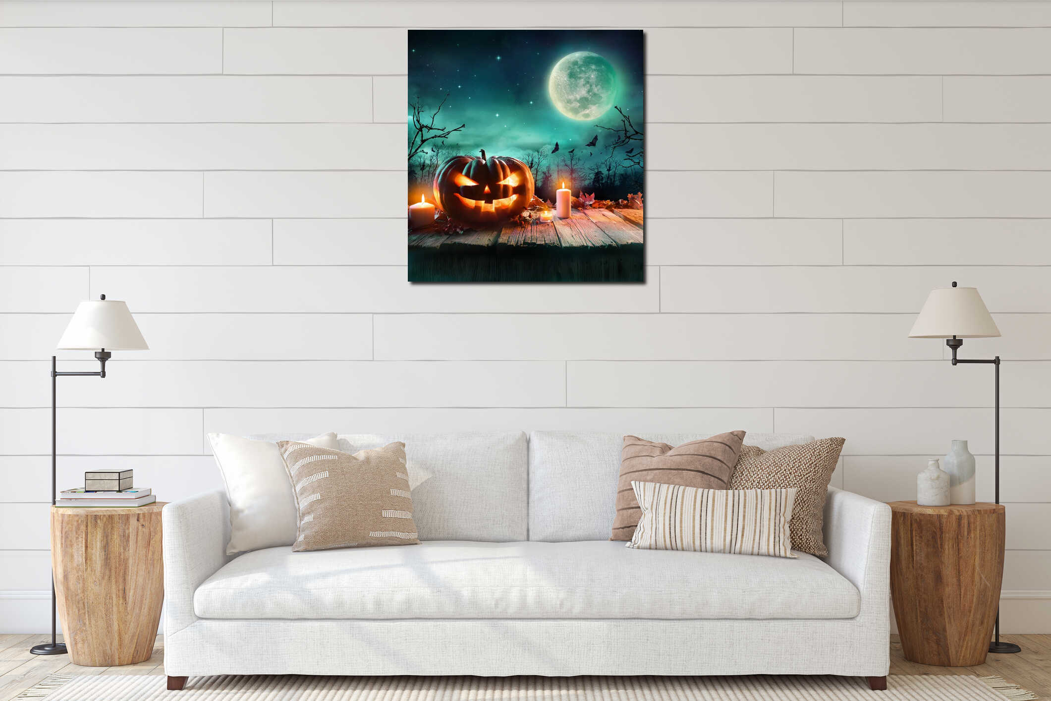 Canvas hanging interior mockup