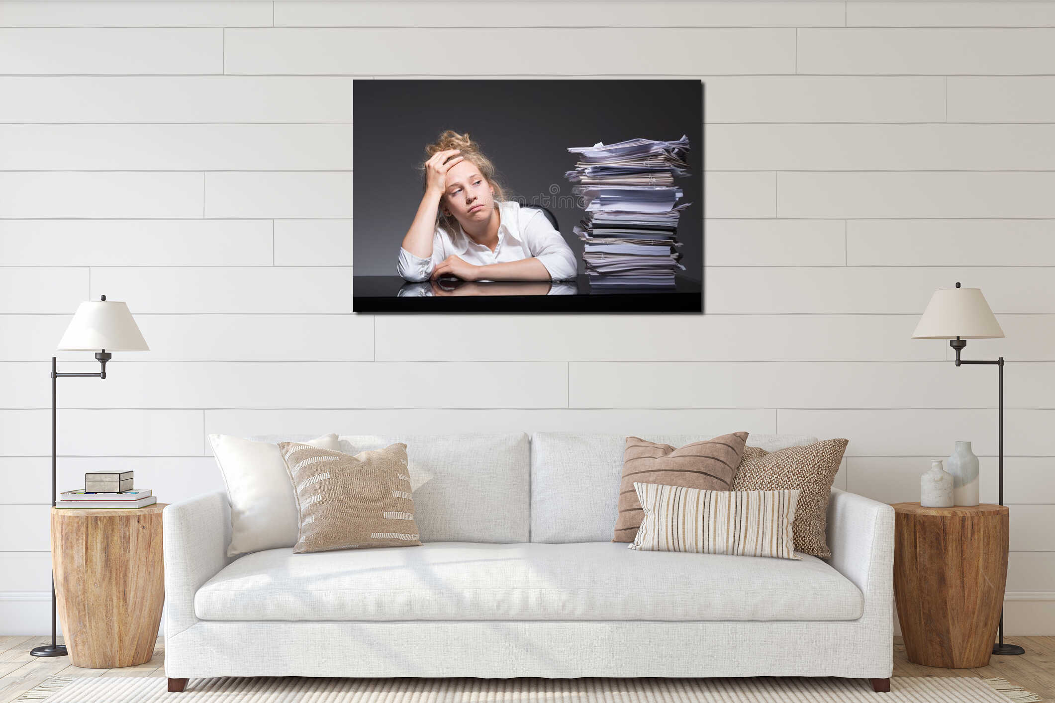 Canvas hanging interior mockup