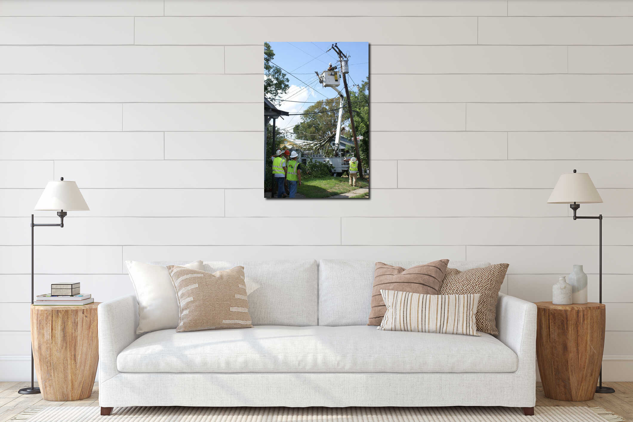 Canvas hanging interior mockup
