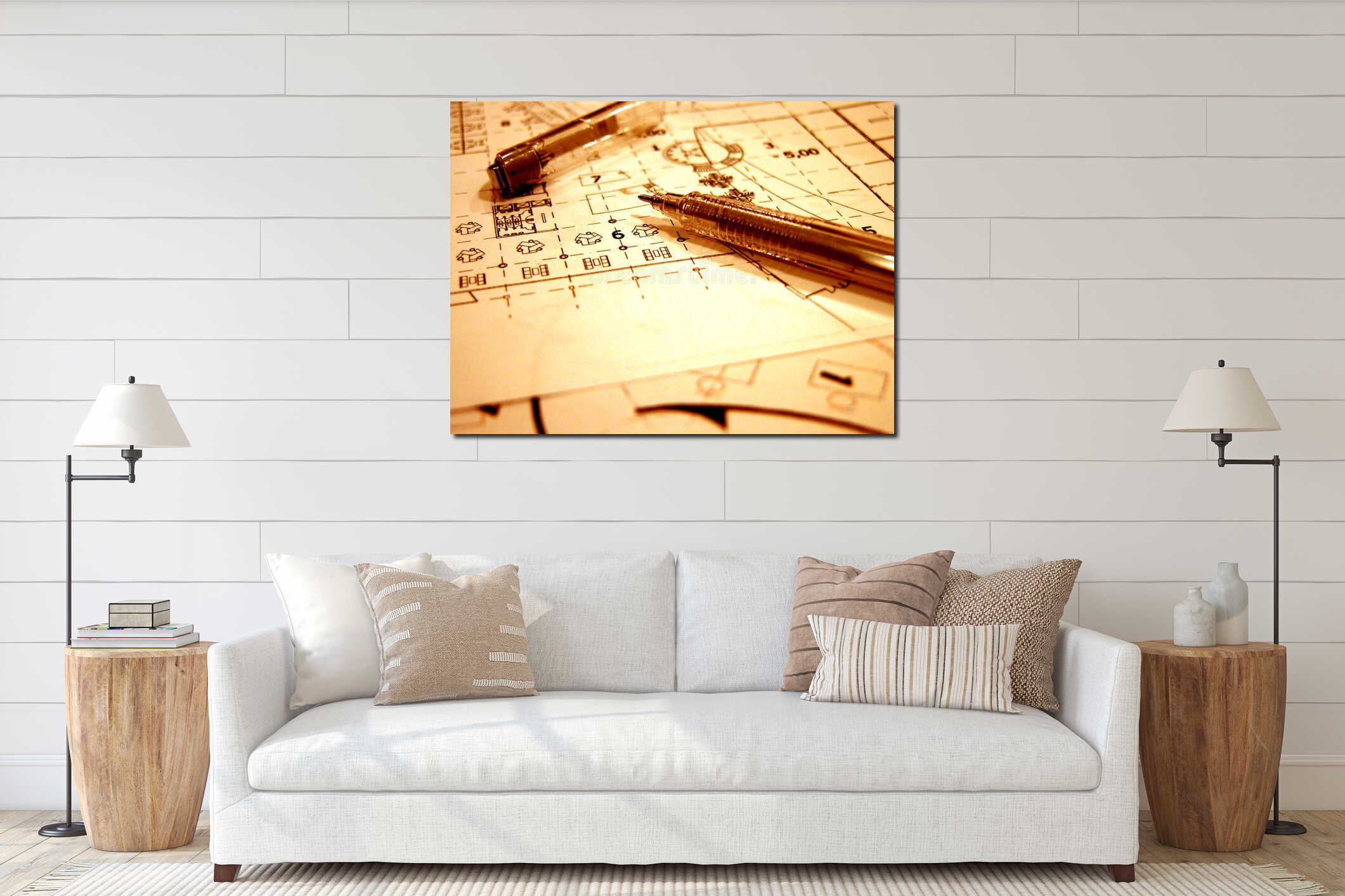 Canvas hanging interior mockup