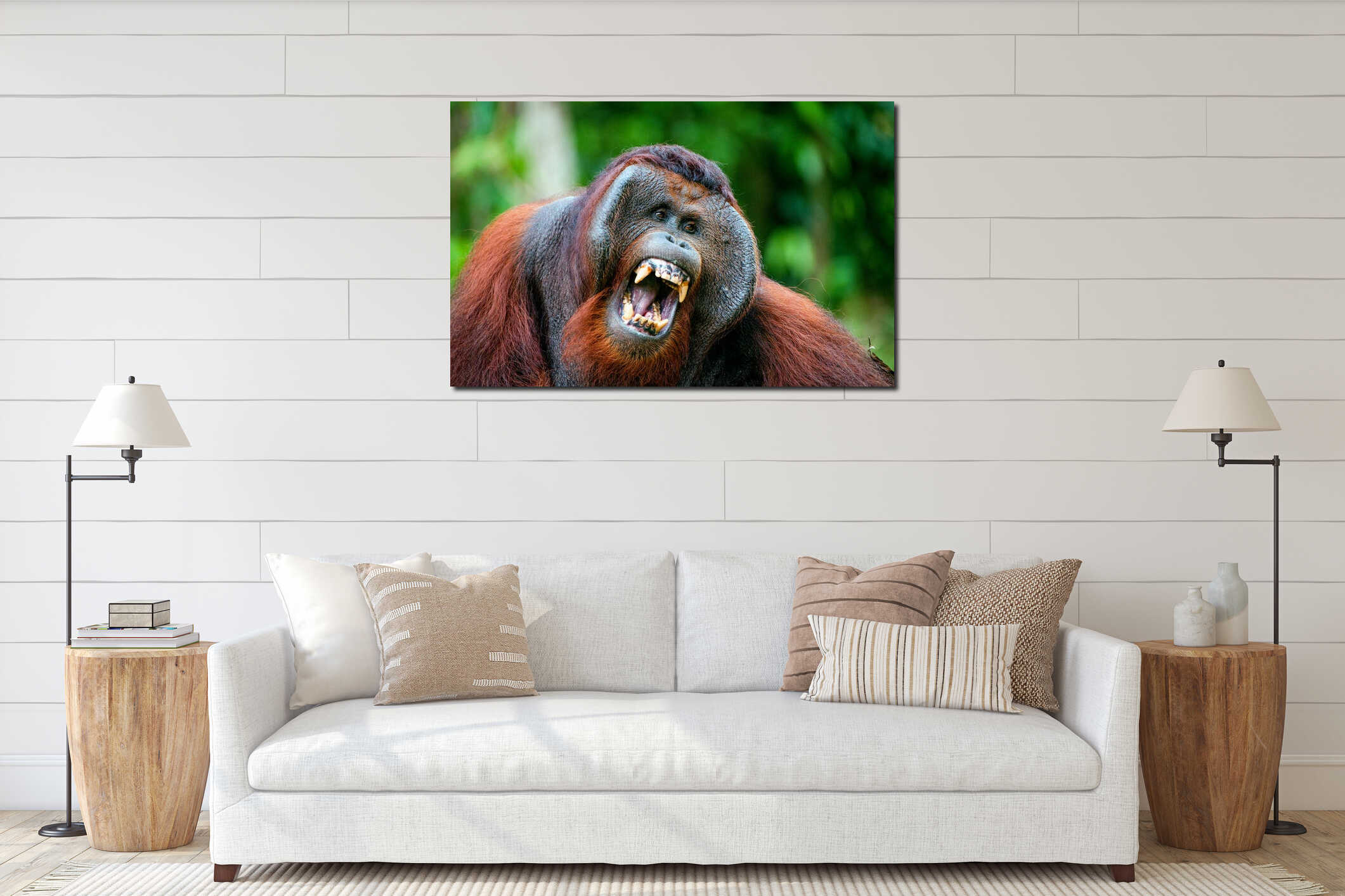 Canvas hanging interior mockup