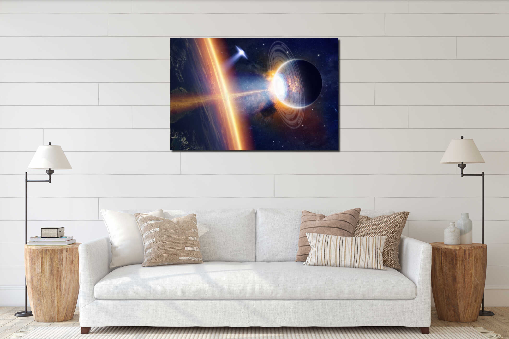 Canvas hanging interior mockup