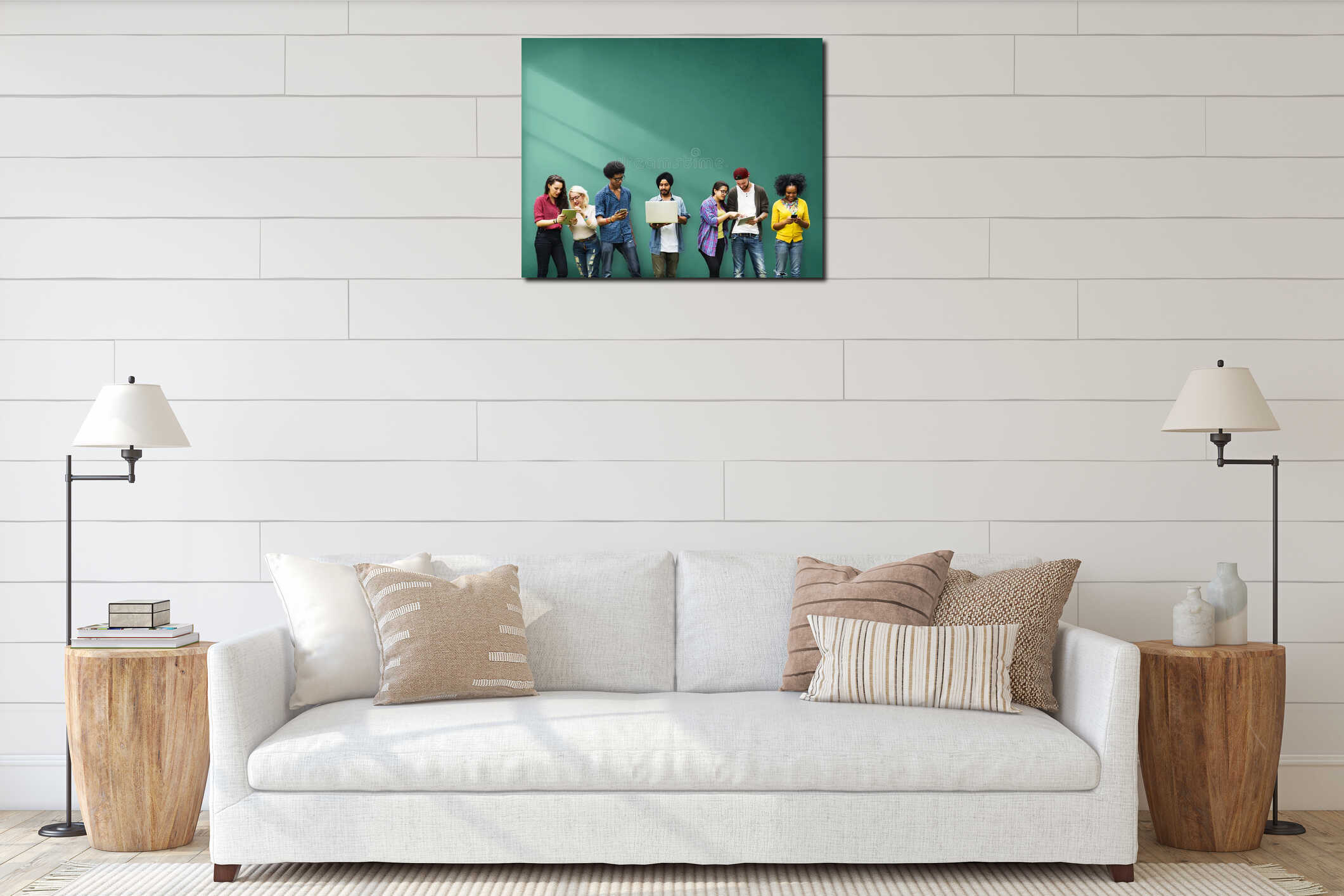 Canvas hanging interior mockup