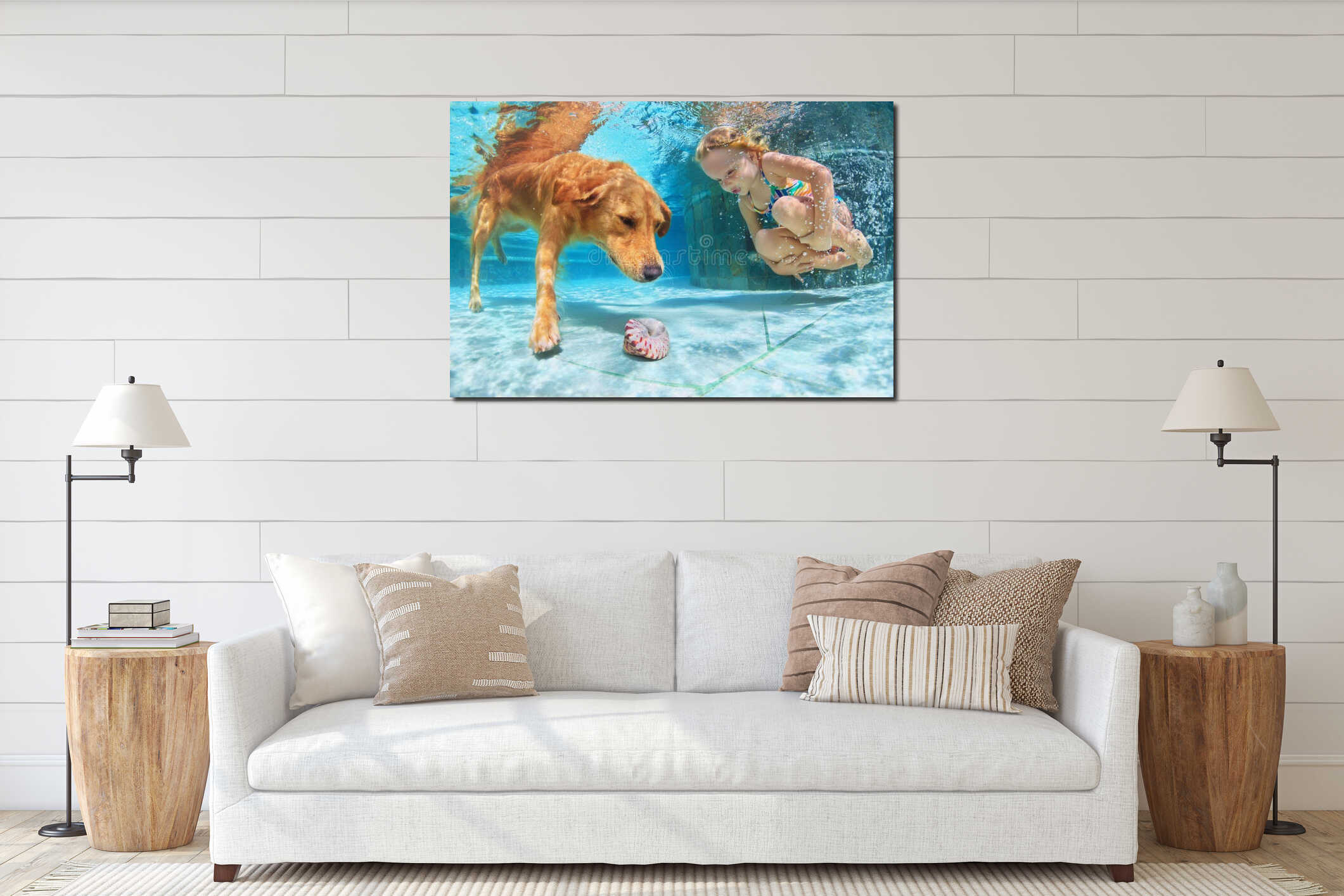 Canvas hanging interior mockup