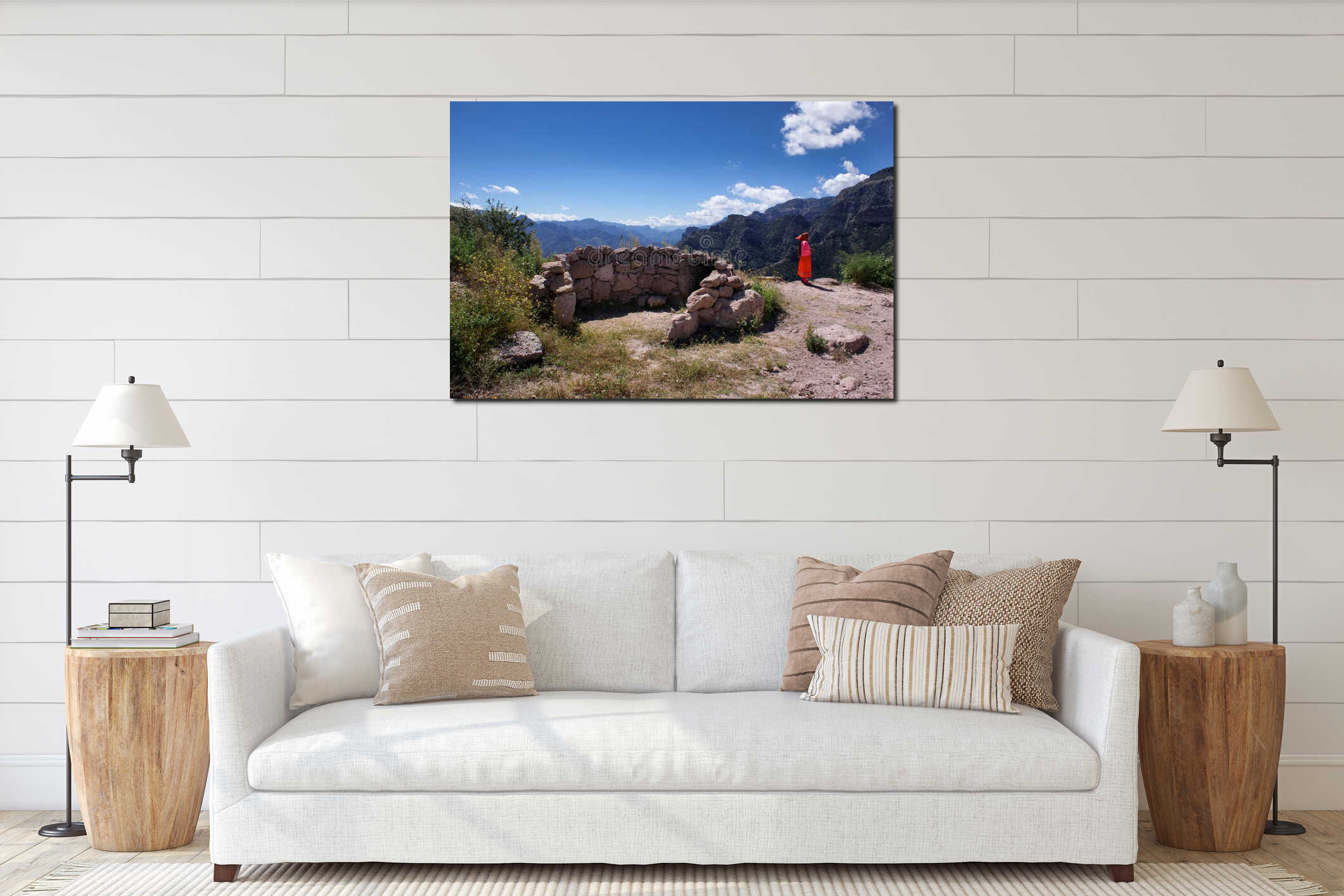 Canvas hanging interior mockup