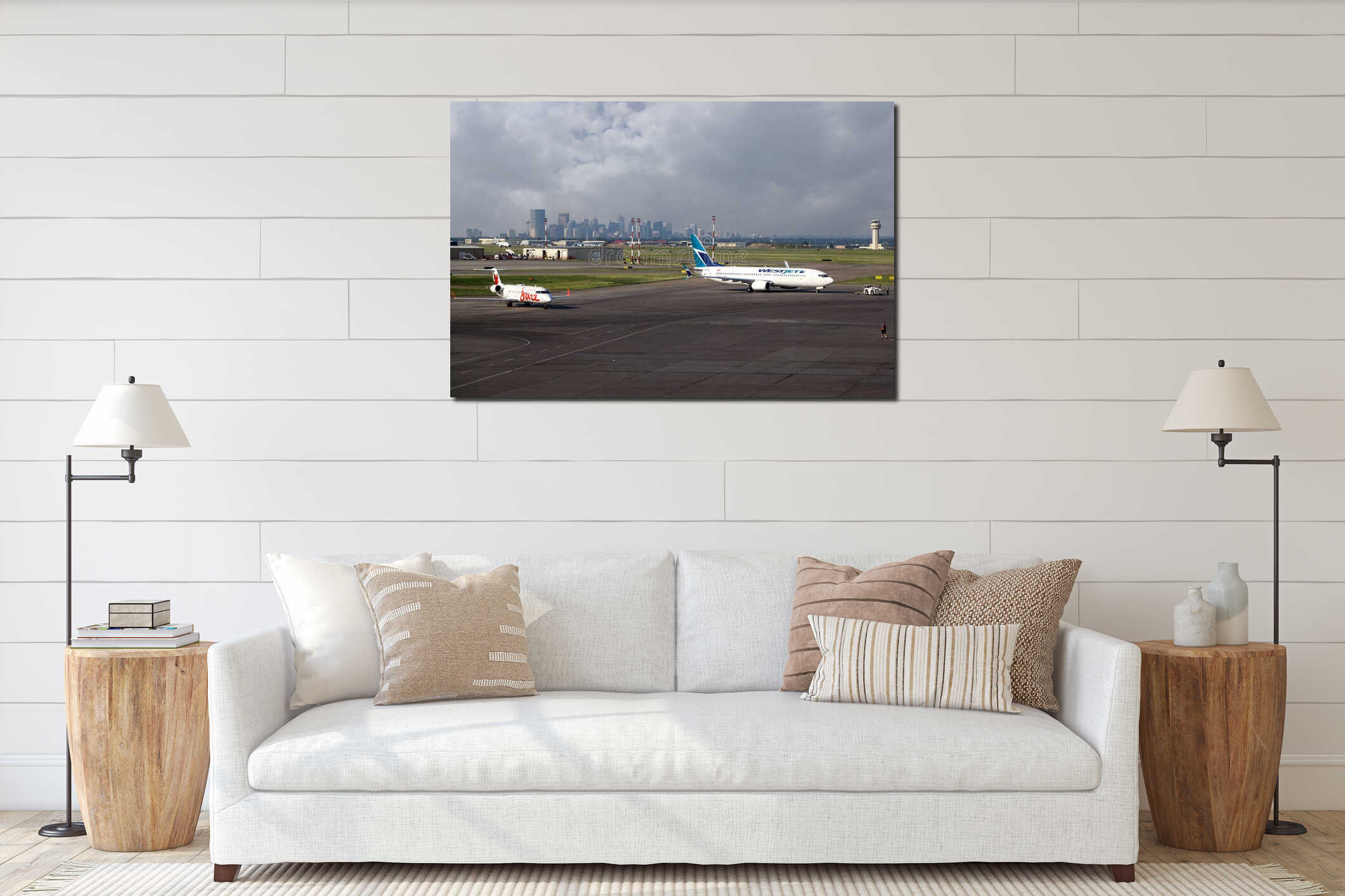 Canvas hanging interior mockup