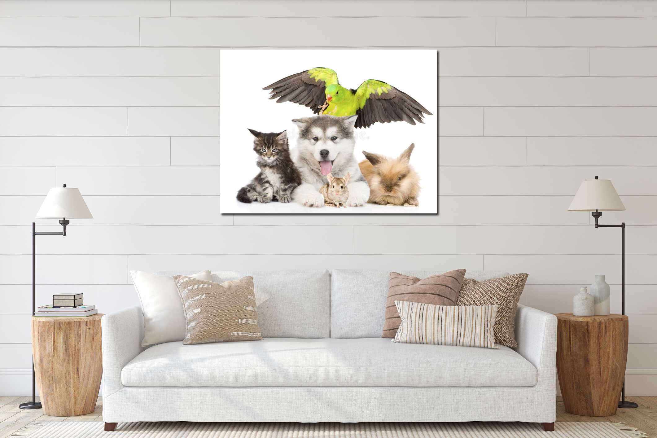 Canvas hanging interior mockup