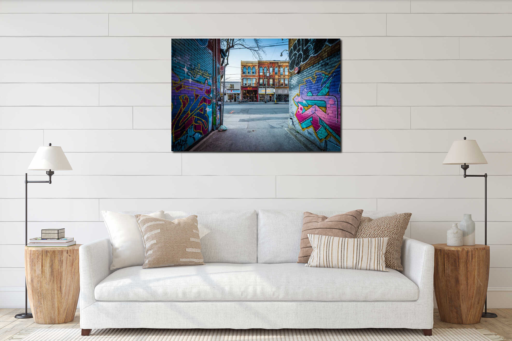 Canvas hanging interior mockup