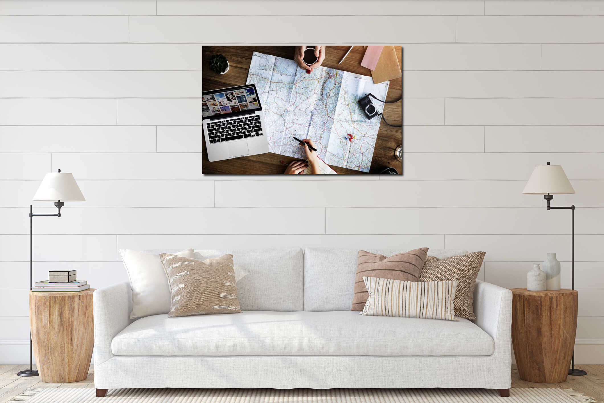 Canvas hanging interior mockup