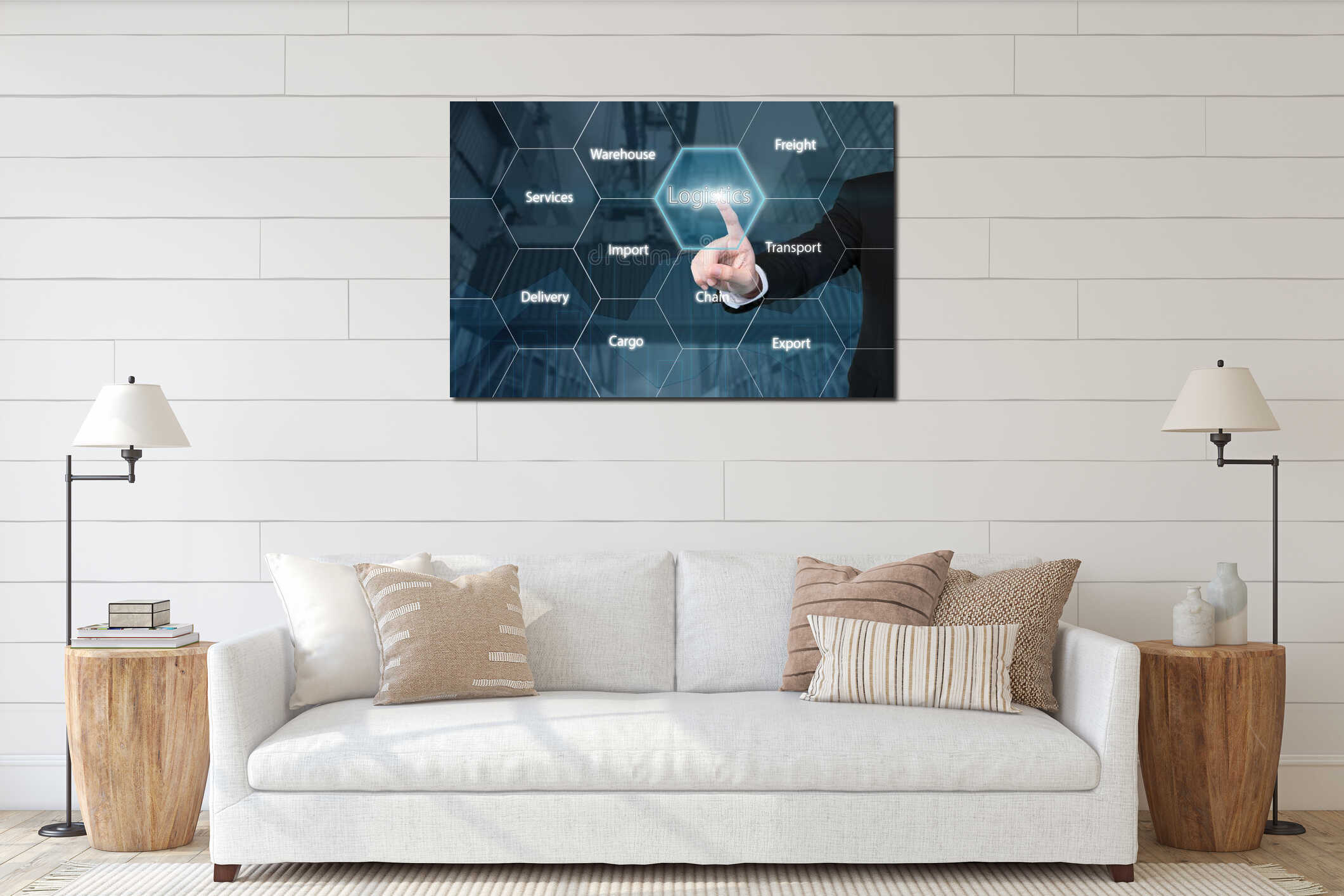 Canvas hanging interior mockup