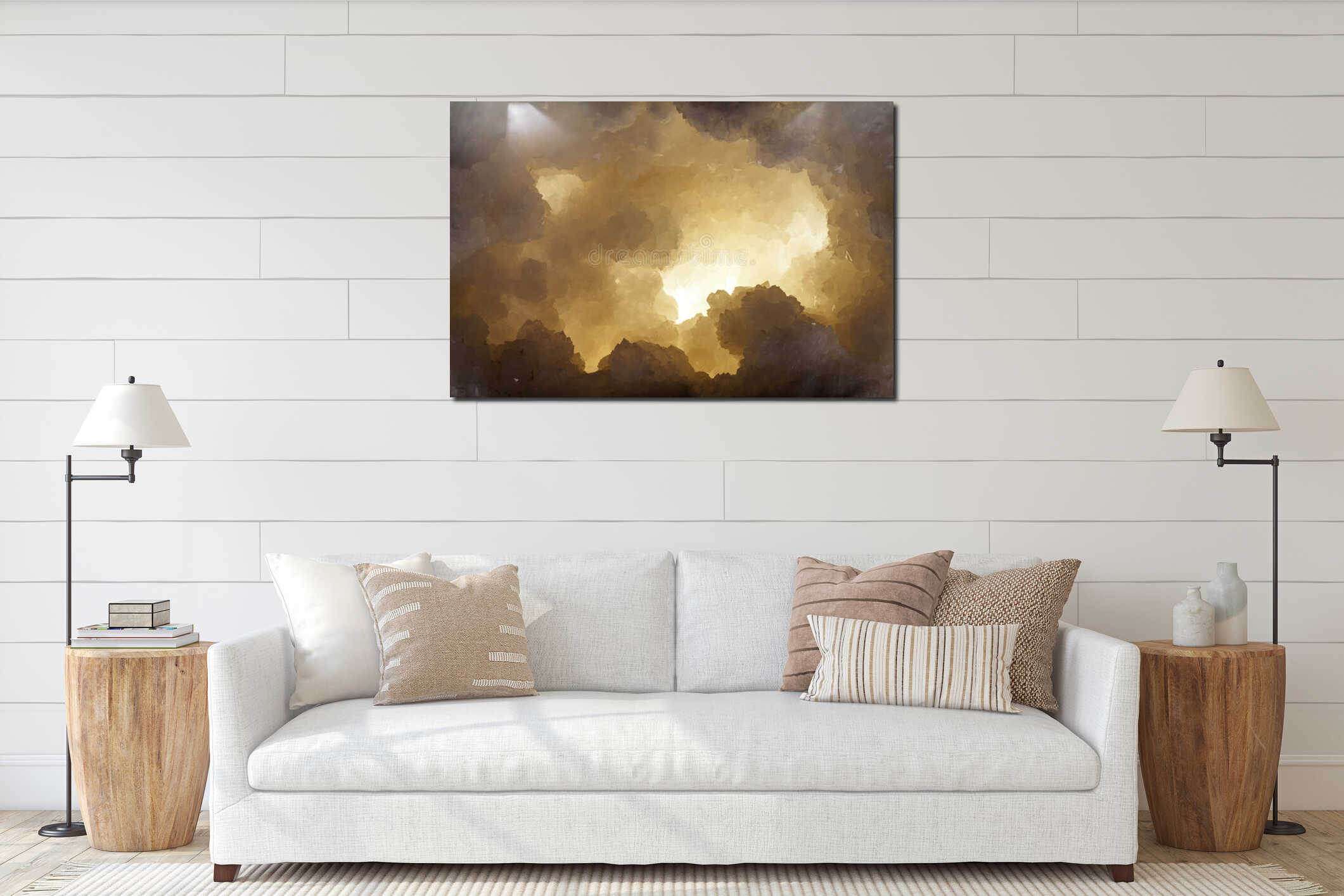 Canvas hanging interior mockup