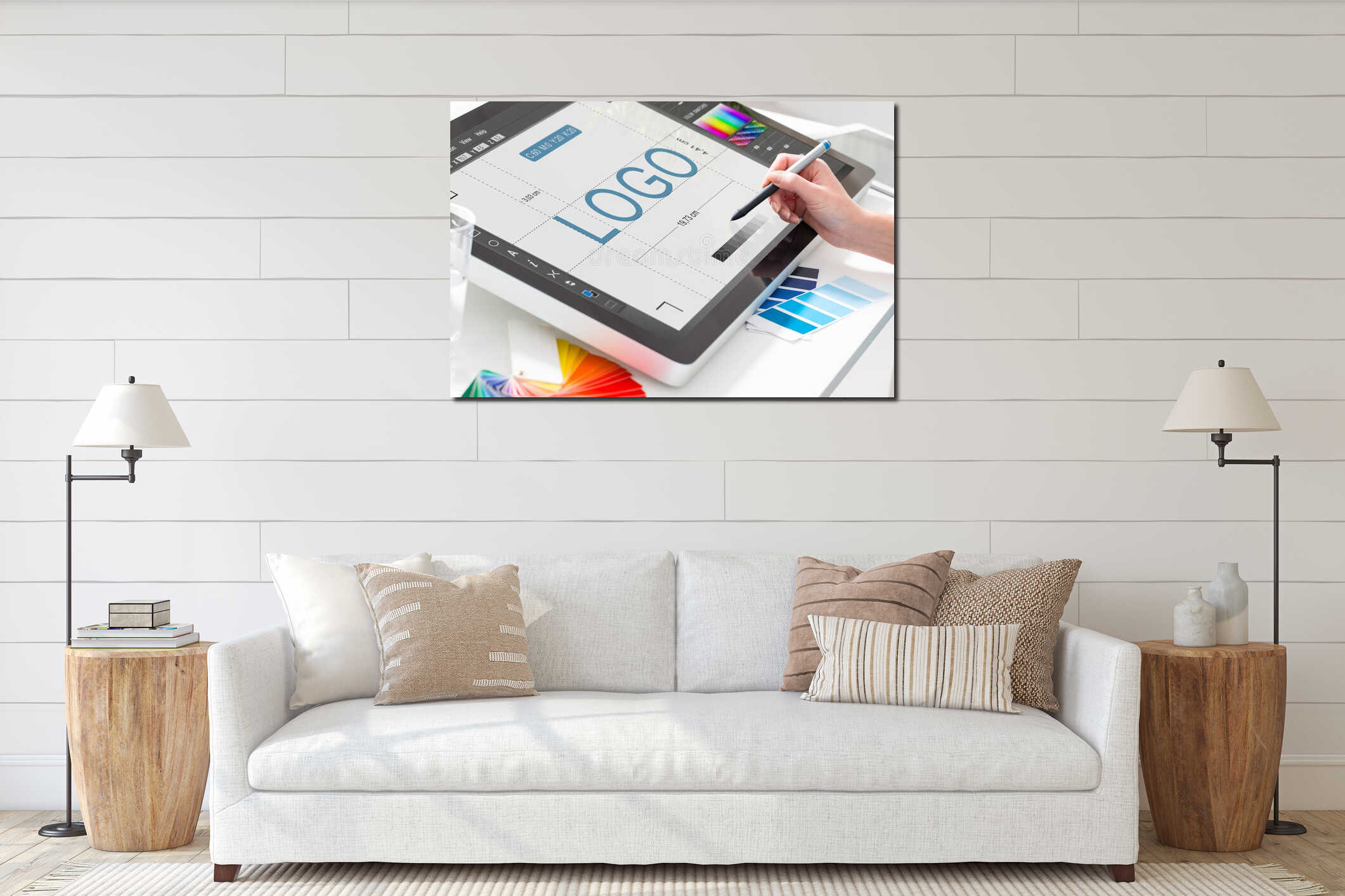 Canvas hanging interior mockup