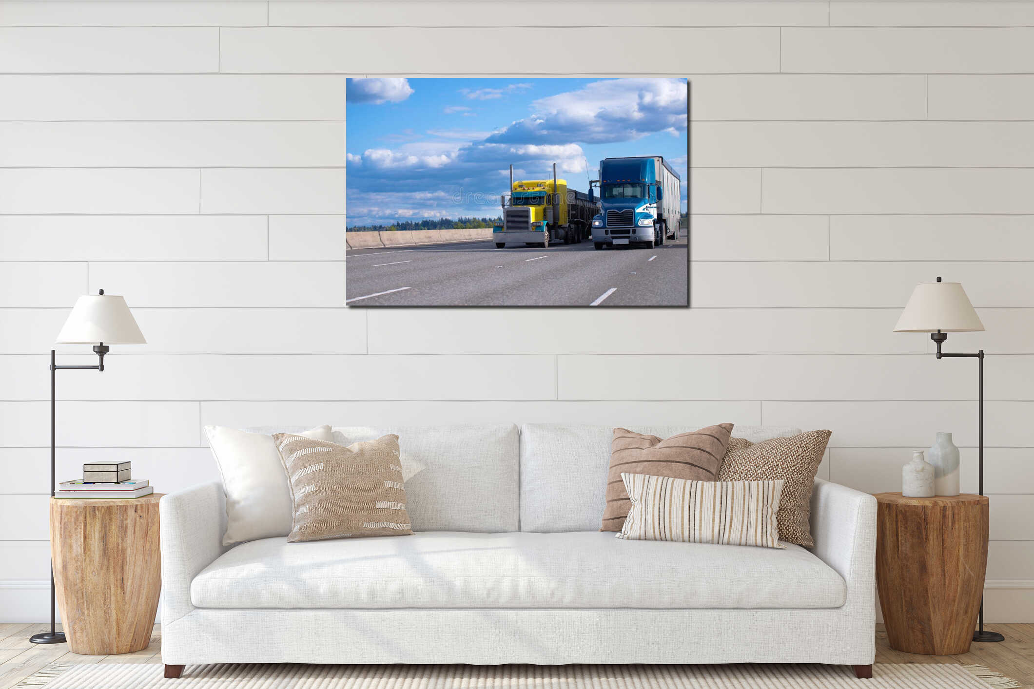 Canvas hanging interior mockup