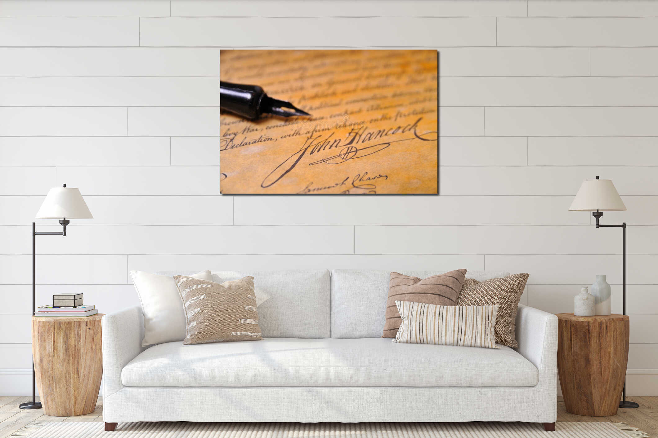 Canvas hanging interior mockup