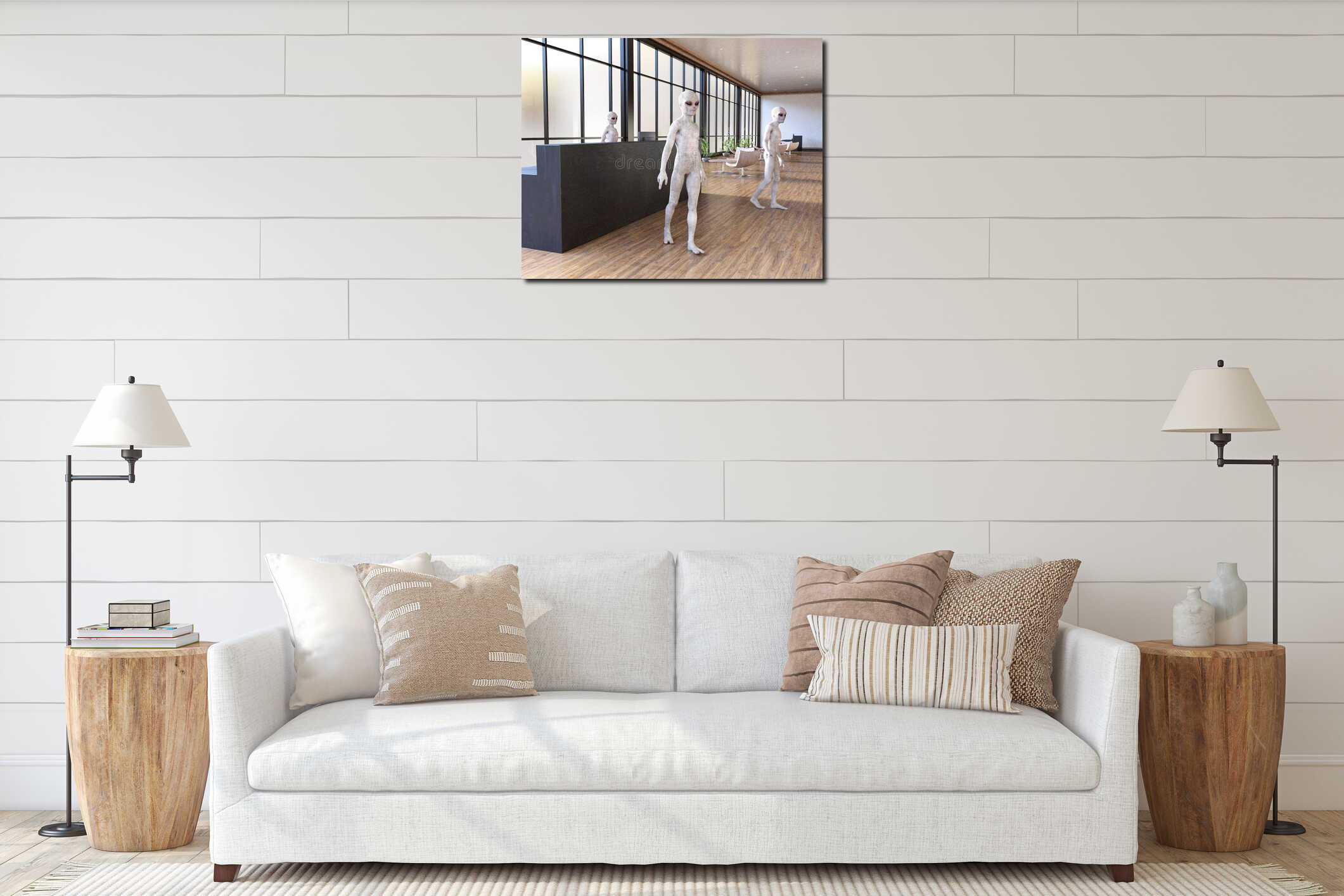 Canvas hanging interior mockup